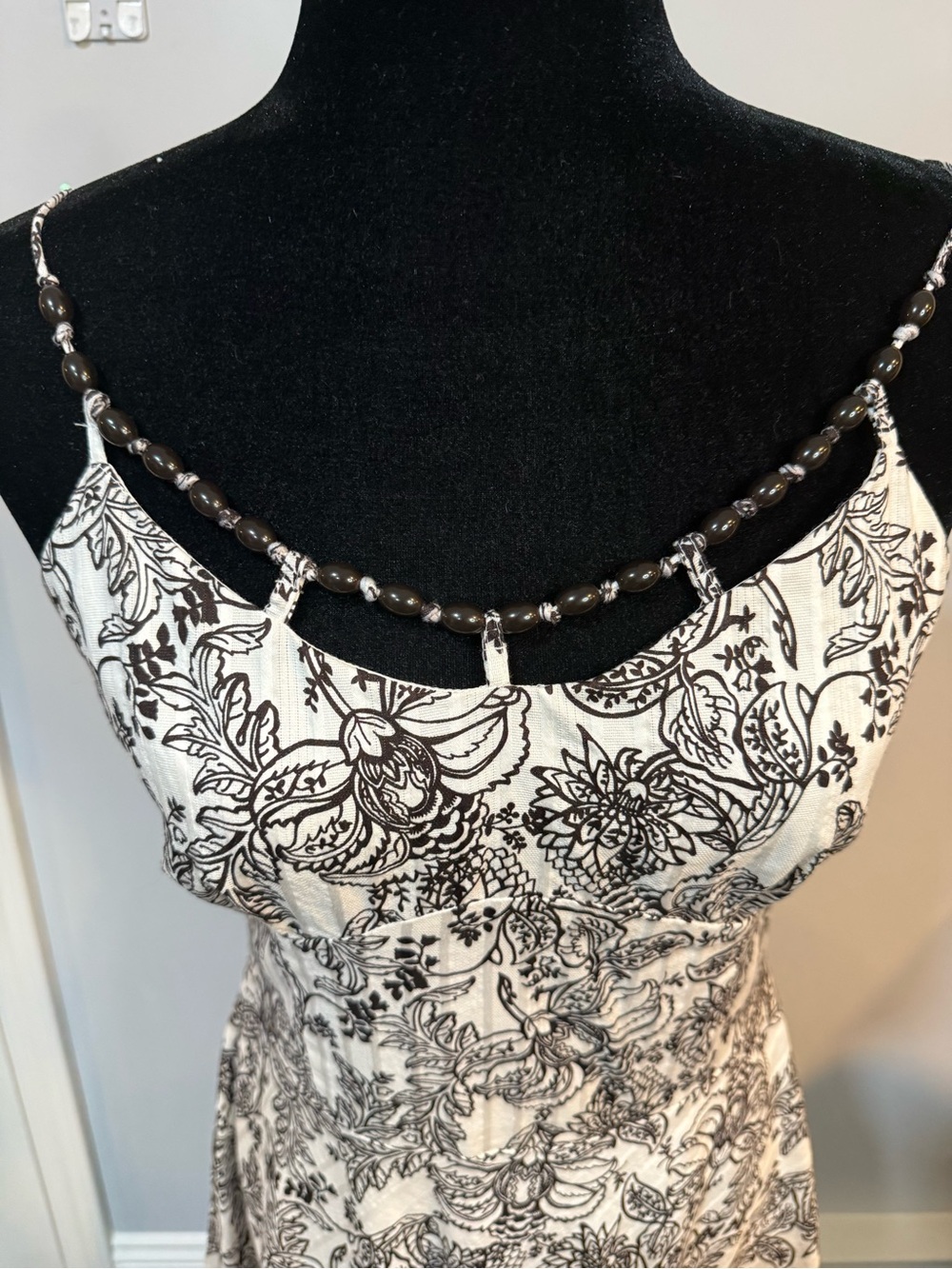 Ann Taylor LOFT Petites Black & White Beaded Sundress (Size 12P)